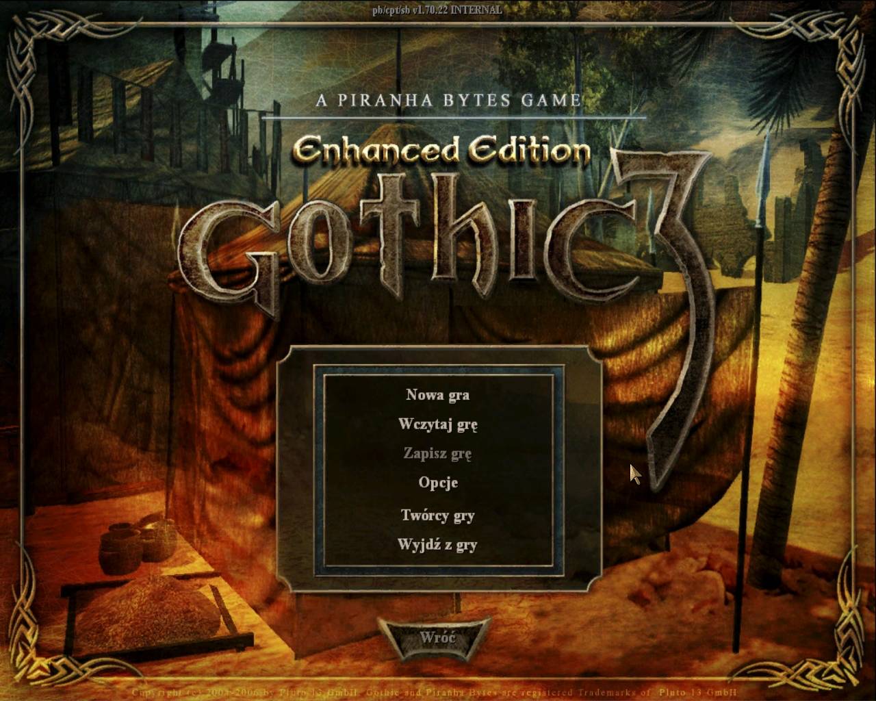 Piranha bytes игры. Готика 3 menu. Gothic 3 меню. Меню в готическом стиле.