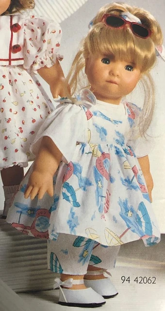 1994 42062 Blue Eyes Blonde Hair White Dress Weichstehpuppe