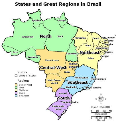 States and Great Regions in Brazil