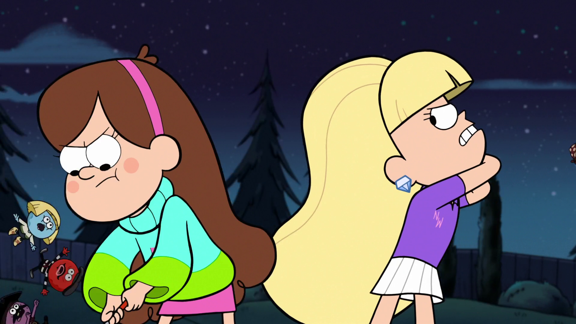 Image S2e3 Mabel & Pacifica fight back to back.png Gravity Falls