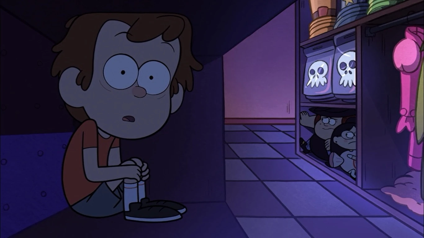 Image S1e12 Dipper, Grenda, and Candy Chiu hide.jpeg Gravity Falls Wiki FANDOM powered by