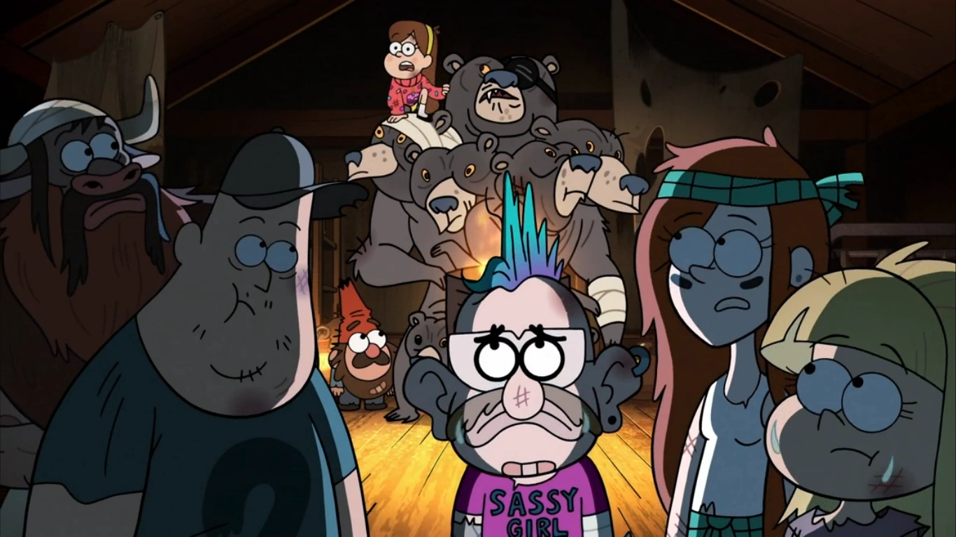 Image S2e20 Mabel climbs on the Multibear.png Gravity Falls Wiki
