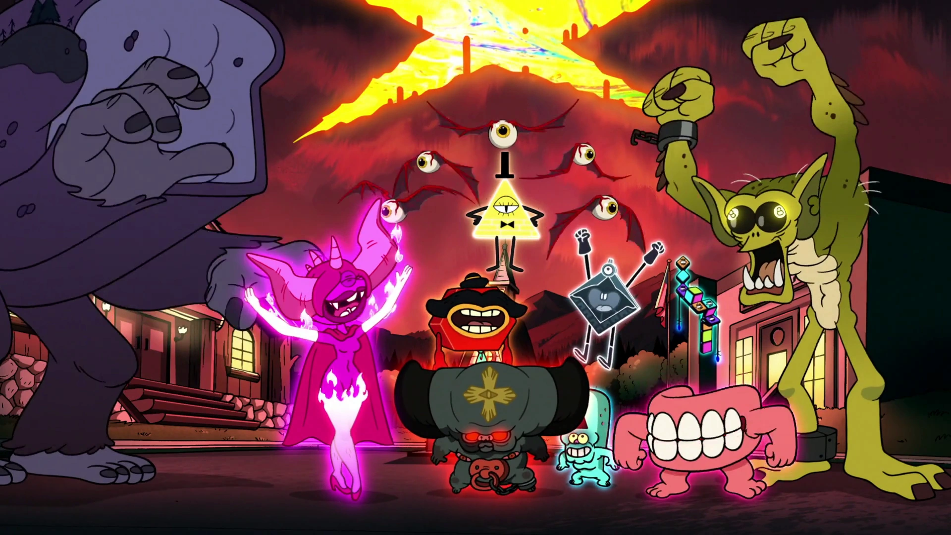 Image S2E18 Bill and his friends laugh.png Gravity Falls Wiki