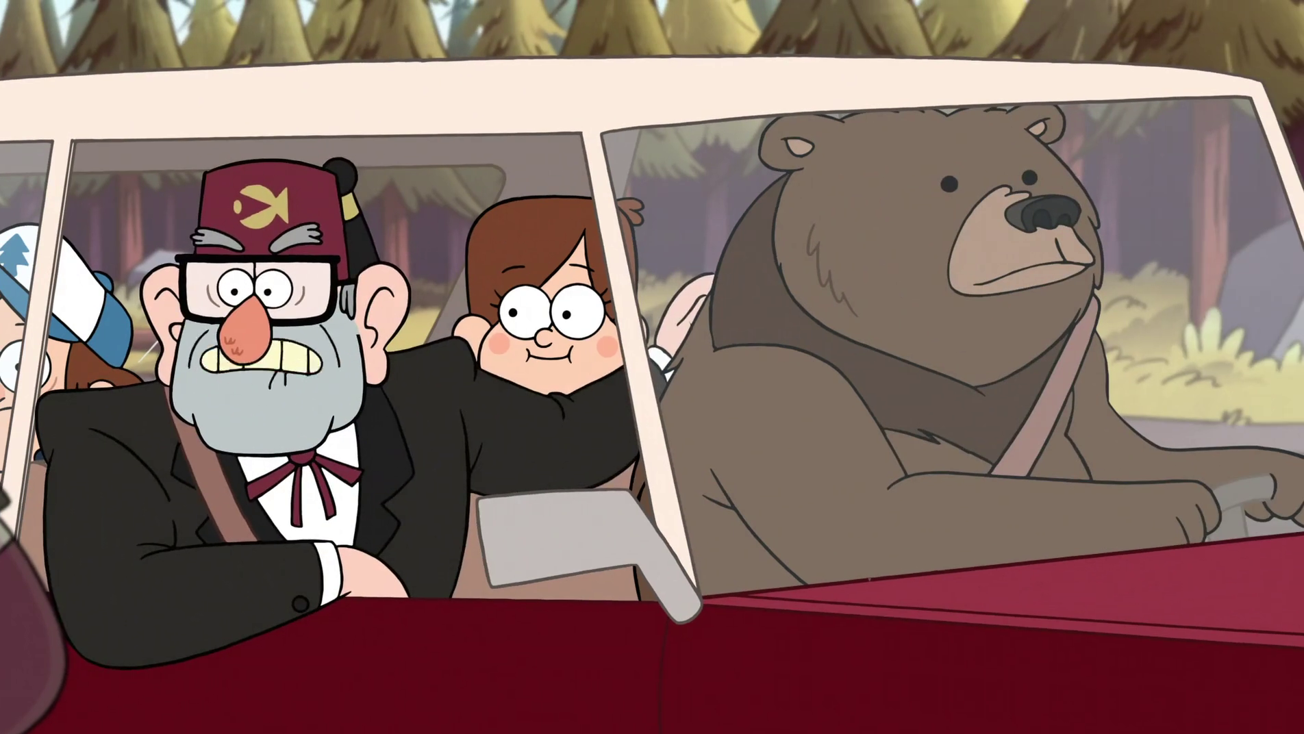 Image S1e14 Bear driving Stanley Mobile.png Gravity Falls Wiki