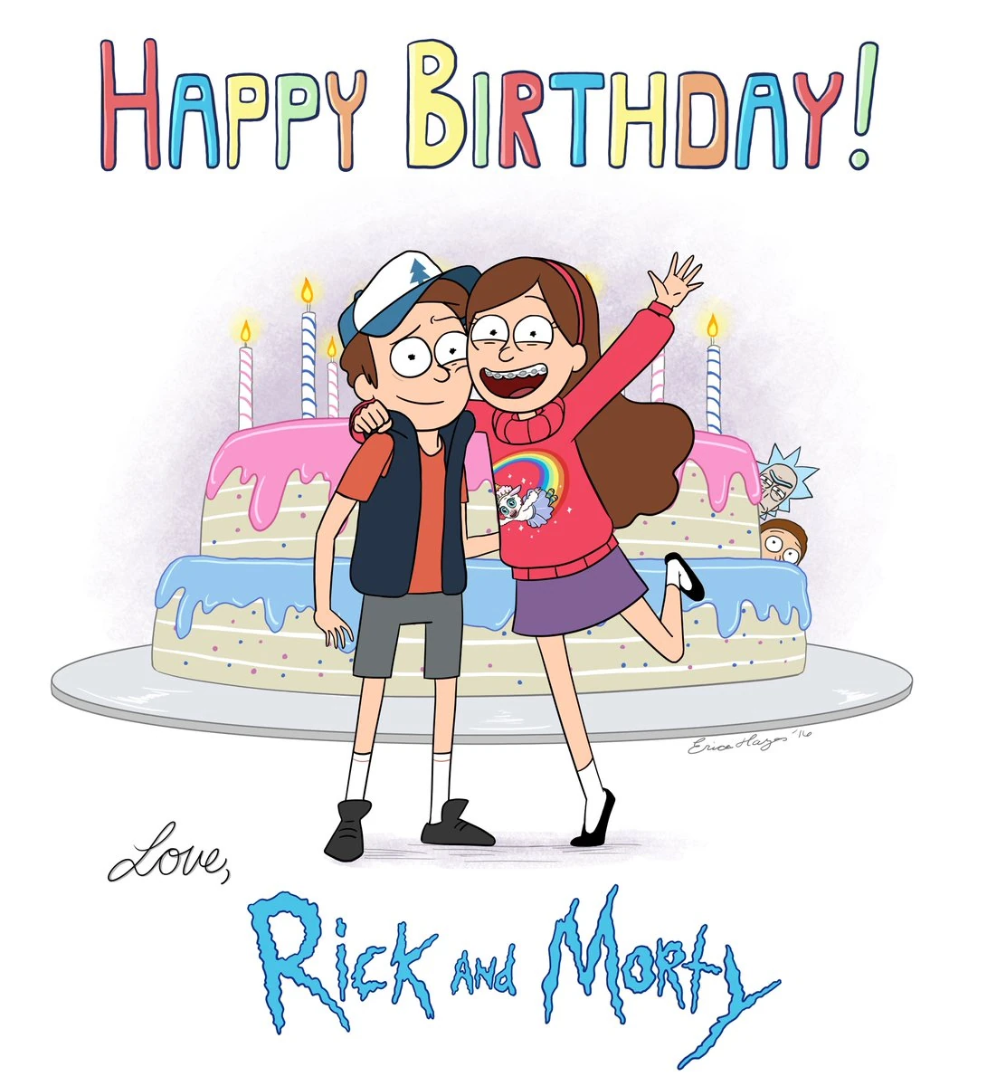 Image Happy Birthday Dipper and Mabel Rick and Morty style.jpg