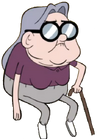 Old woman in purple appearance