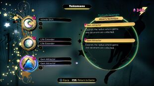 Talismans Menu