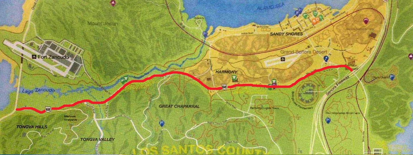 Где стояла. Шоссе 68 ГТА 5. Шоссе 68 в Хармони ГТА 5 РП. Шоссе 68 ГТА 5 на карте. Трасса 68 ГТА 5.