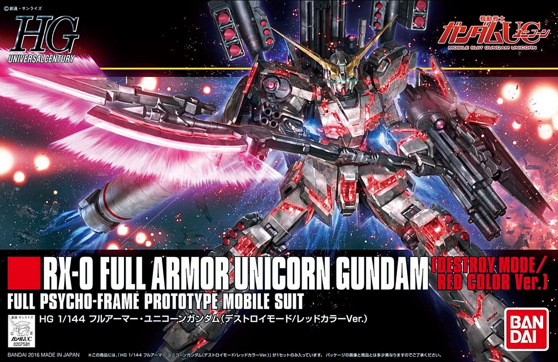 Hguc Rx 0 Full Armor Unicorn Gundam Destroy Mode Red Color Ver