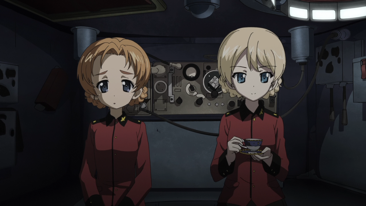 Image Orange Pekoe and Darjeeling in a tank drinking tea obviously