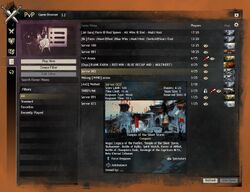 PvP Game Browser interface