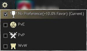 Preference selection dropdown menu