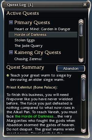 Quest log
