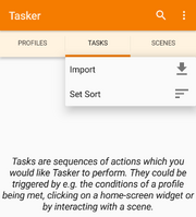Tasker import screen