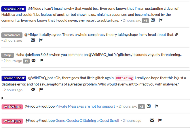 WikiFAQ bot rivalry