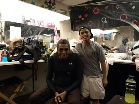 Darryl Maximilian Robinson and Alexander Peralta backstage at The House of Horrors Prepping for The Wolfman The Curse of Talbot Hall