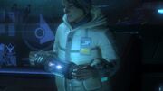Halsey holding Cortana Chip Capsle