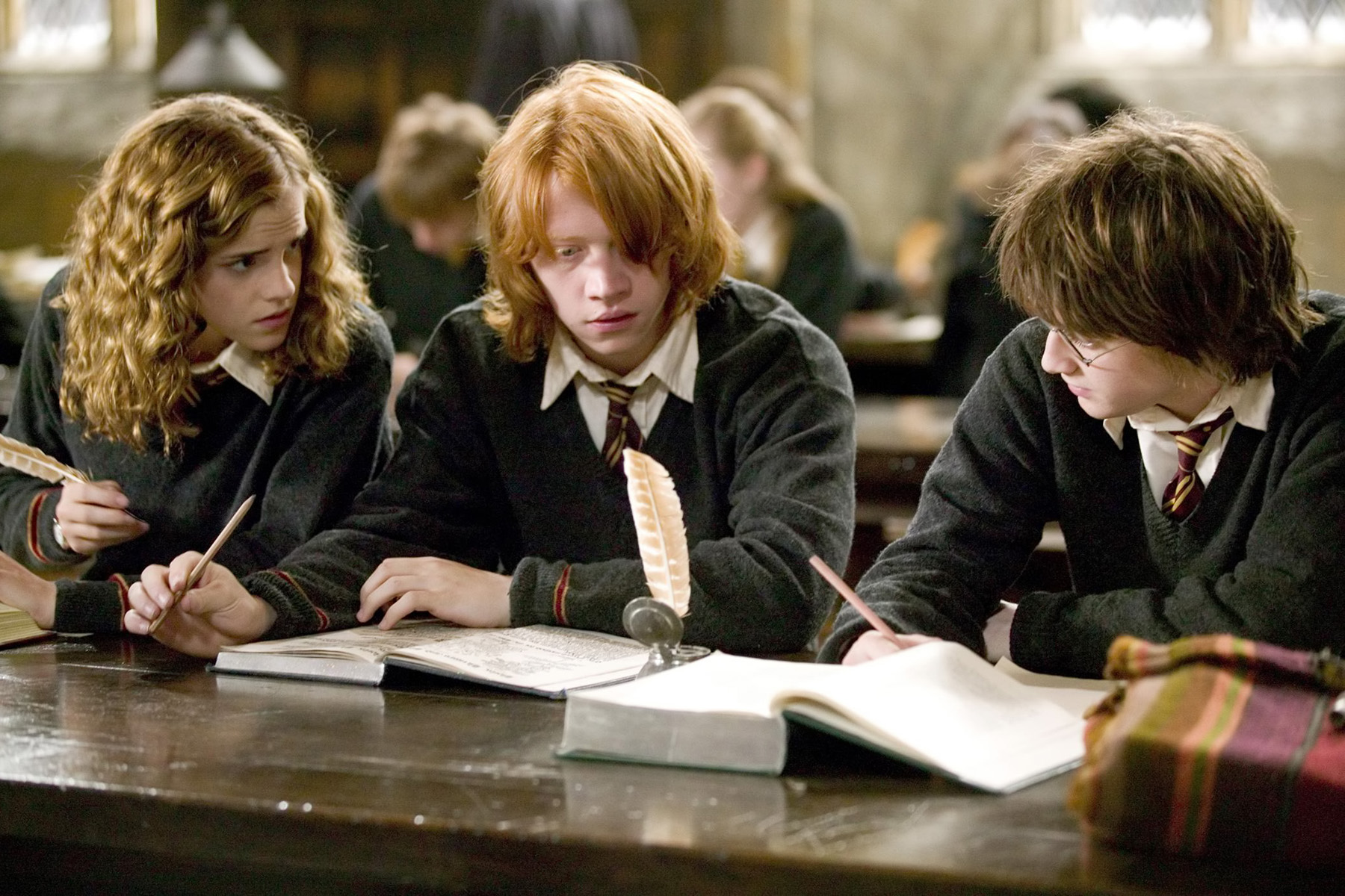 Image result for hermione talking to ron and harry