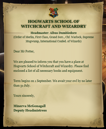  Hogwarts acceptance letter Harry Potter Wiki Fandom