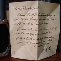R.A.B. letter to the Dark Lord pertaining to the Horcrux Locket