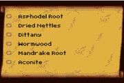 Herb list contents