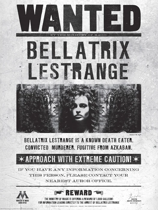 Image - MinaLima Store - Bellatrix Lestrange Wanted - Poster.jpg | Wiki Harry Potter | FANDOM ...
