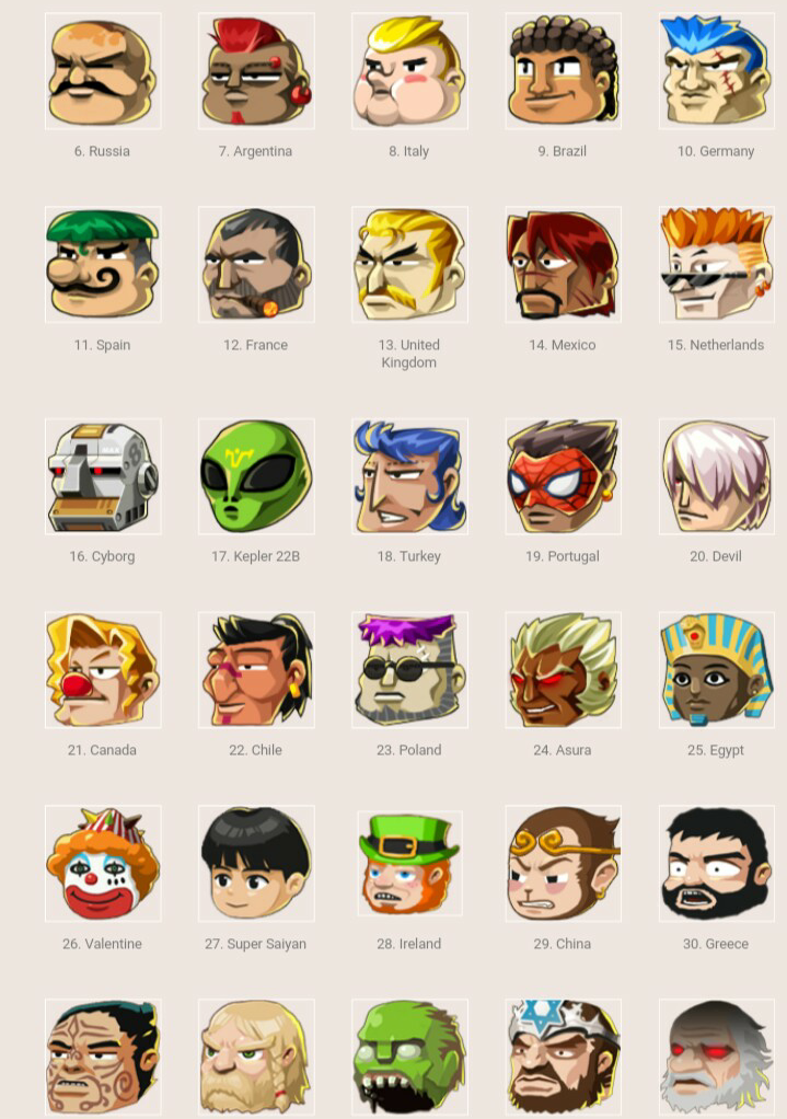 head soccer all characters
