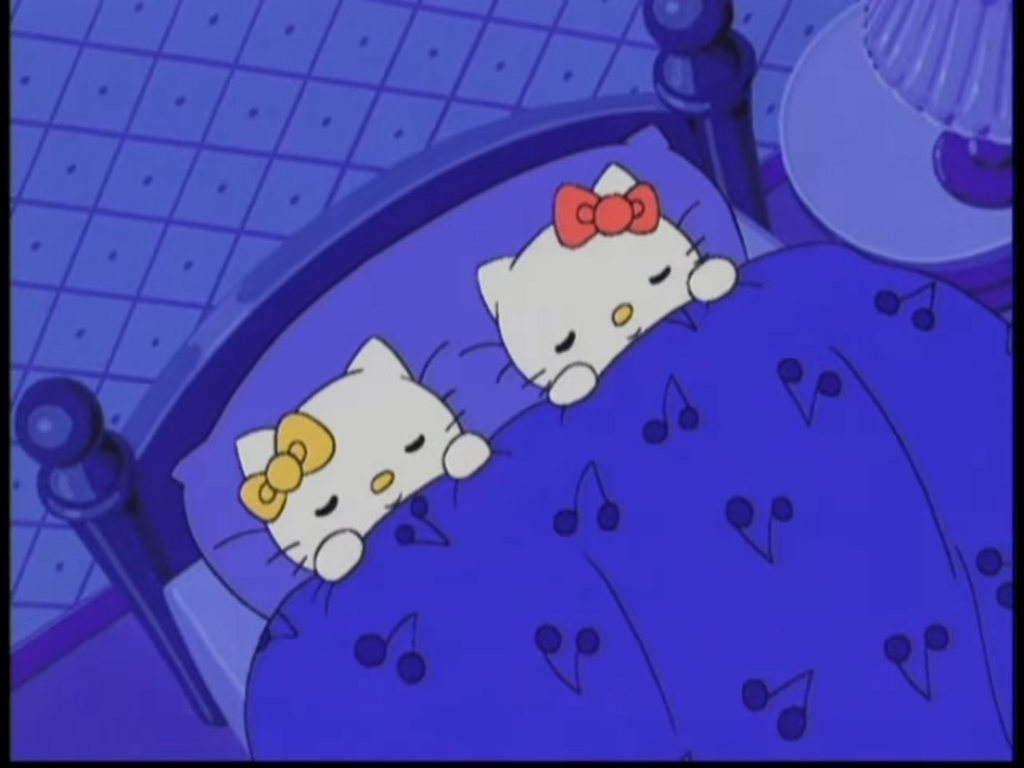 Image Kitty  and Mimmy sleeping  in bed png Hello  Kitty  