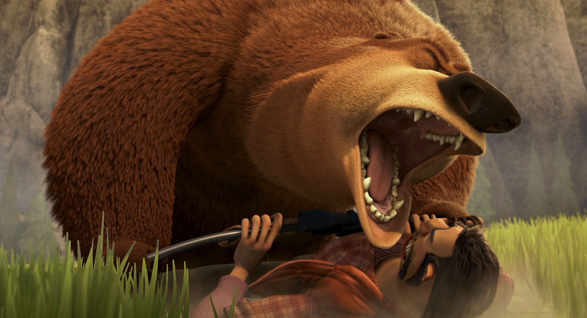 Медведь из сезона охоты с рюкзаком