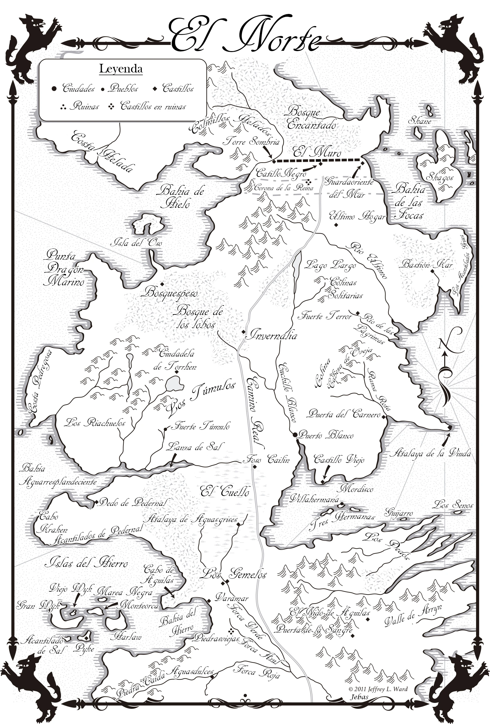 Danza de Dragones-Mapa El Norte | Hielo y Fuego Wiki ...