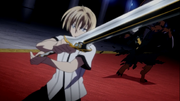 Yuuto Kiba finishes off Freed Sellzen