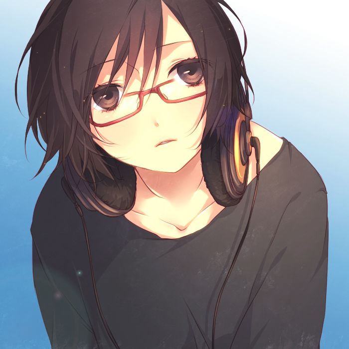 Anime girl with short black hair and brown eyes