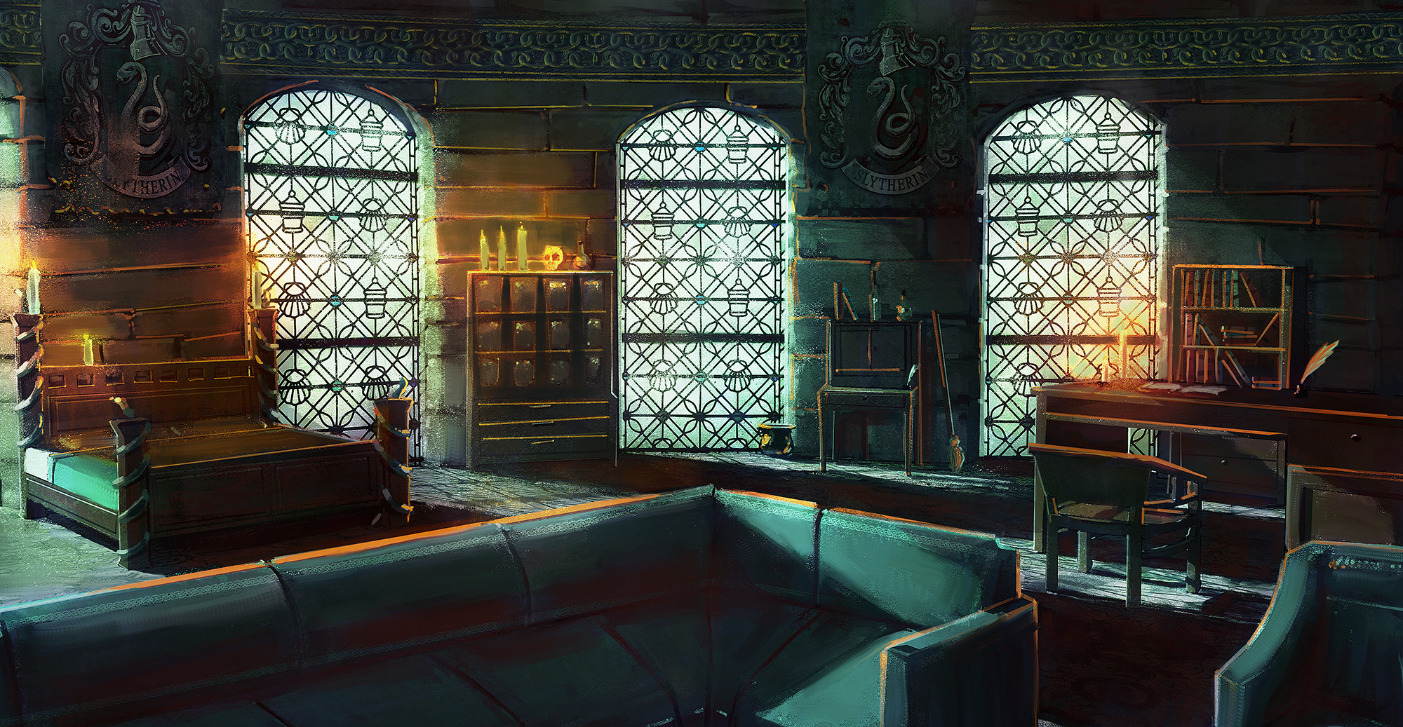 Image - Slytherin dorm room by facegrater-d8jpbuu.jpg | Hogwarts Life ...