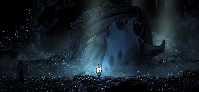 Существо спящее на каменном возвышении hollow knight