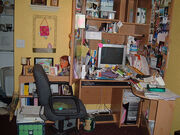 My formerly cluttered desk
