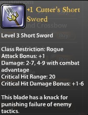 1 Cutter's Short Sword