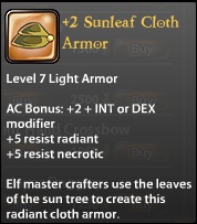 2 Sunleaf Cloth Armor