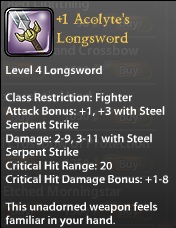 1 Acolyte's Longsword