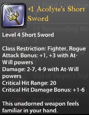 1 Acolyte's Short Sword