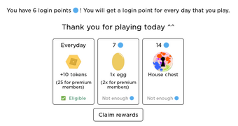 Daily Rewards Login Points Horrific Housing Wiki Fandom - roblox claim rewards