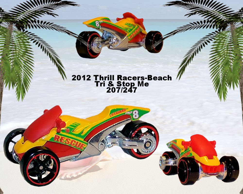HOT WHEELS 2012 THRILL RACERS BEACH #2//5 TRI /& STOP ME MOTORCYCLE HOTWHEELS HW