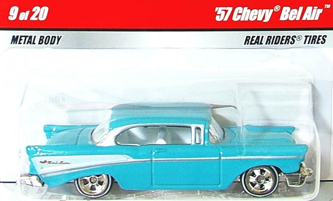 Hot Wheels 2006 Holiday Rods Green '57 Chevy Bel Air w/Real Rider Wheels