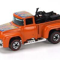 hot wheels 1973 blue truck with motorcycles