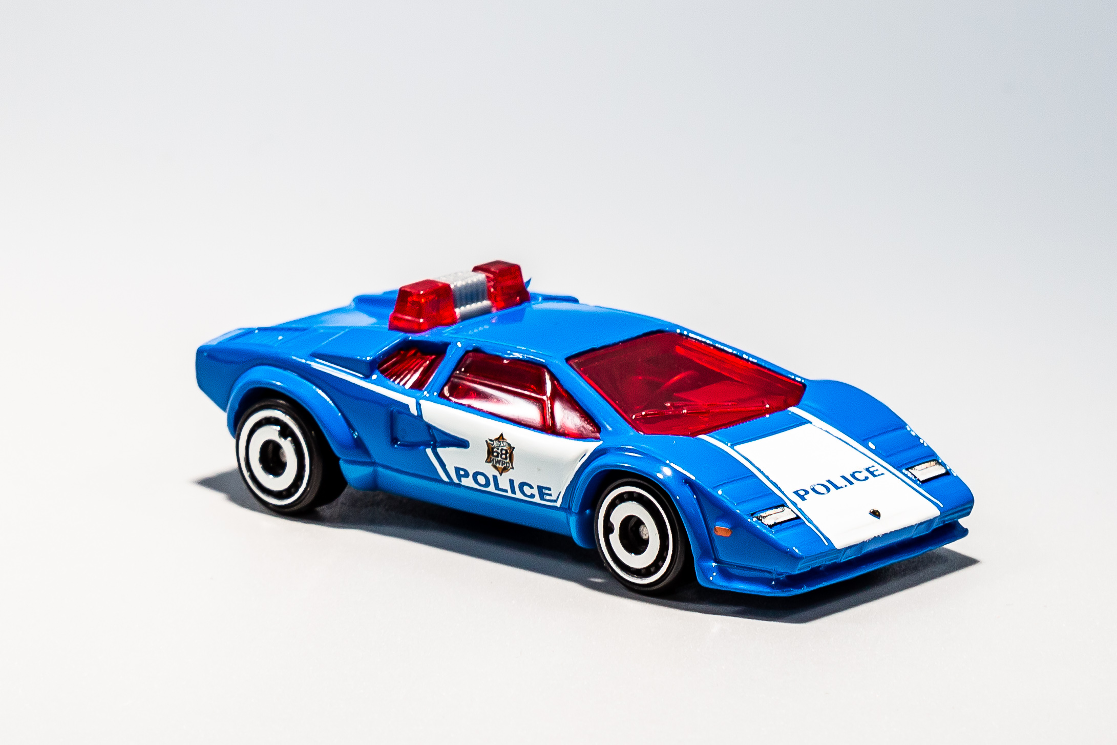 hot wheels lamborghini countach police car blue