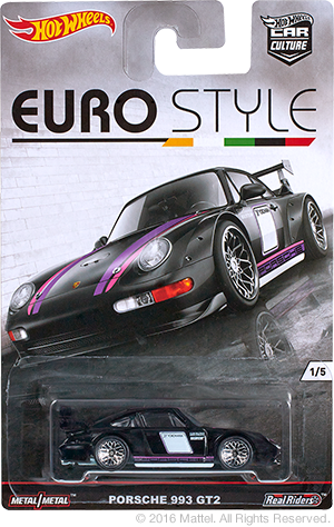 Contemporary Manufacture Porsche 993 Gt2 Black Euro Style 16 Hot Wheels Car Culture Real Riders Toys Hobbies