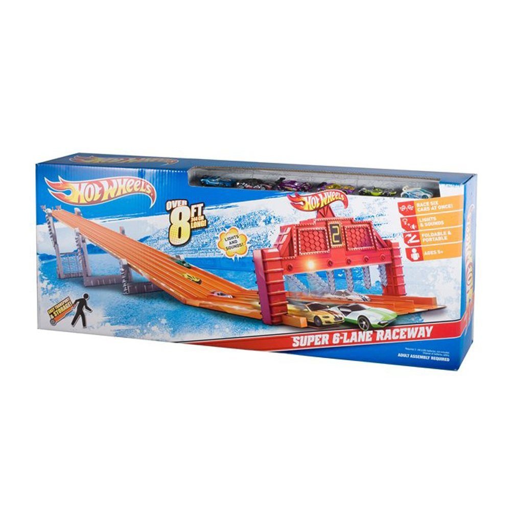 hot wheels super 6 lane raceway playset