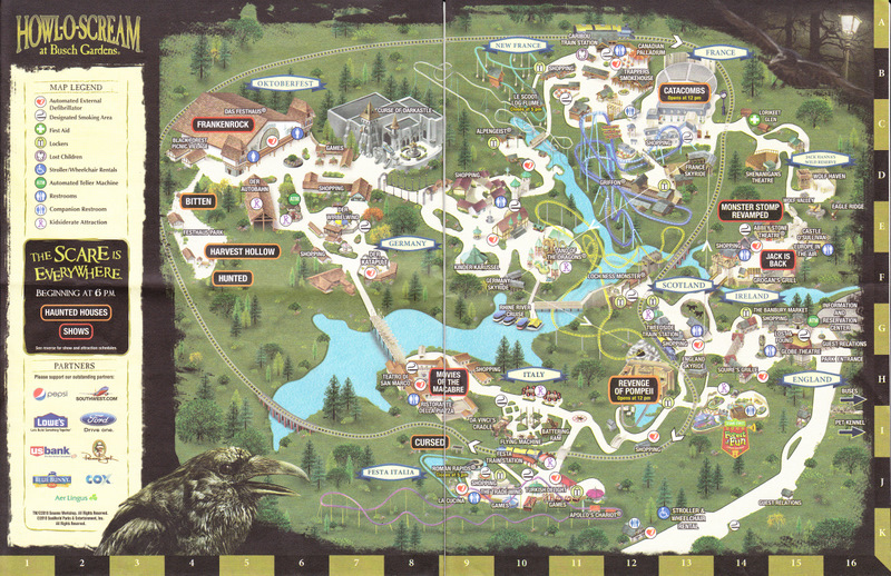 Busch Gardens Williamsburg Howl O Scream Map Fasci Garden