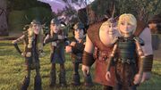 The gang agreeing to Hiccup's name for the island