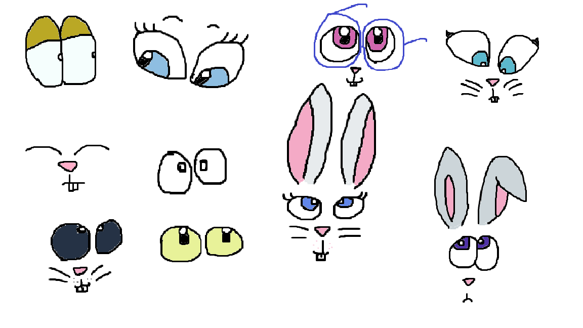 Download Original Cartoon Vector Stock - Eyes sets (Bunny eyes, rabbit eyes, Cartoon set of easter bunny ...