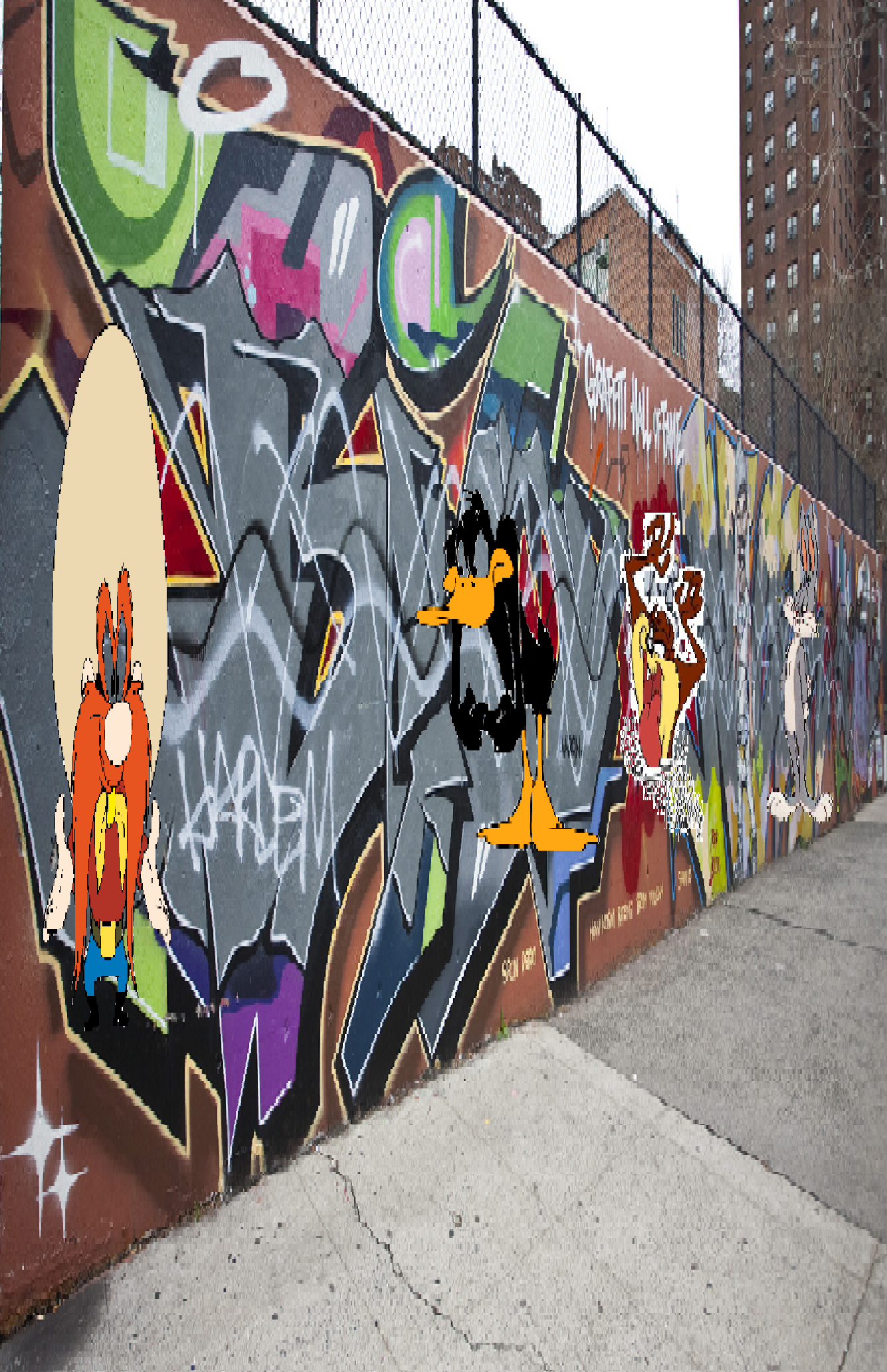 Canvas Mural Art Graffiti Looney Tunes 2 Shape Mural Wall Art